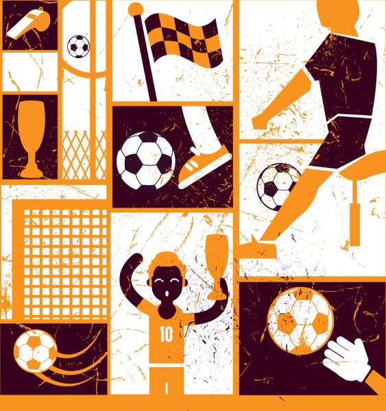 足球设计元素深色复古设计