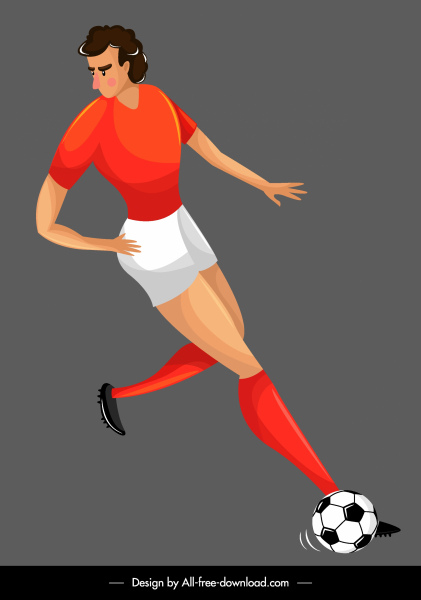 Fußball Spieler Symbol dribbeln Skizze Cartoon Charakter