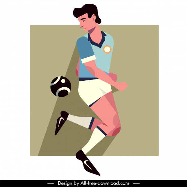 Fußballer-Symbol flache Cartoon-Charakter-Skizze