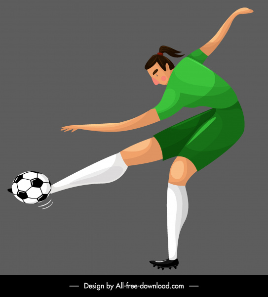 Soccer Player Icon Kicking Gesture Cartoon Sketch-vector Cartoon-free  Vector Free Download