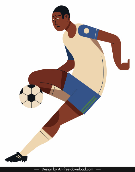 ícone do jogador de futebol movimento gesto desenho animado personagem esboço