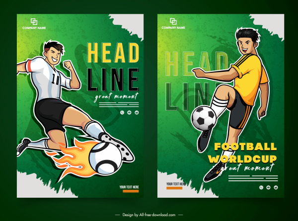 futbol poster şablonları dinamik karikatür kroki