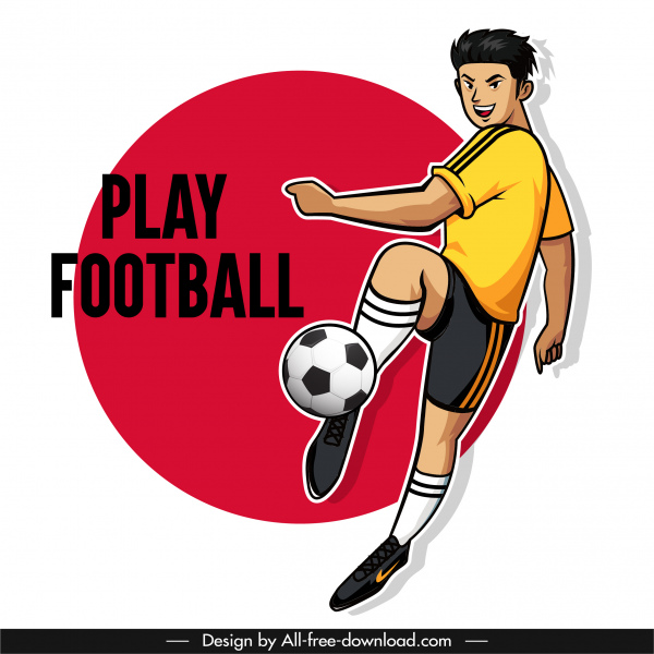 banner deportivo de fútbol boceto dinámico de dibujos animados