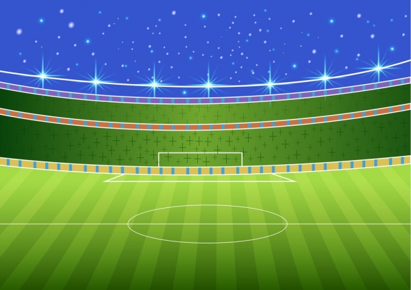 サッカー スタジアムは、3 d のカラフルなデザインをスケッチします。