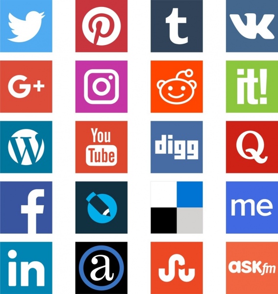 Social-Media Vektor quadratischen Symbole