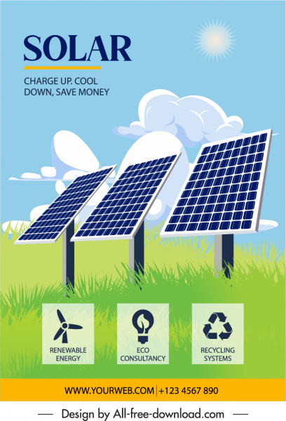 anúncio de energia solar esboça de baterias de campo verde