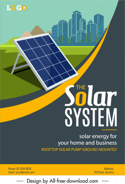 güneş enerjisi reklam posteri pil bina taslağı