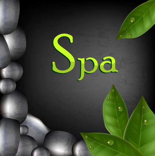 spa 广告背景文字石绿色叶子装饰