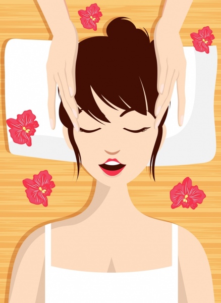 personagem de desenho animado do spa fundo relaxado mulher ícone