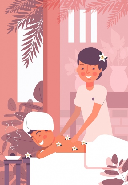 Spa Background Relaxing Person Icon Cartoon Characters-vector Icon-free