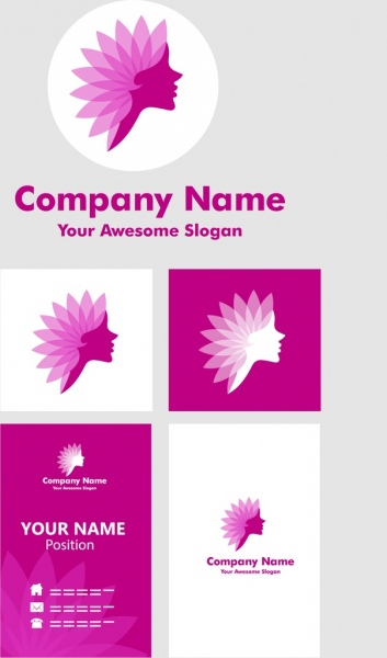 Spa logotype desain violet dekorasi bunga wanita siluet