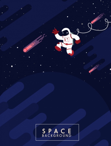 espaço fundo cometas astronauta ícones decoração
