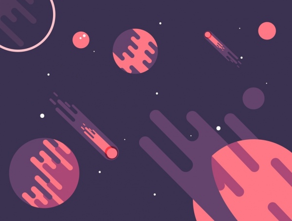 espaço escuro do fundo planetas ícones coloridos de projeto