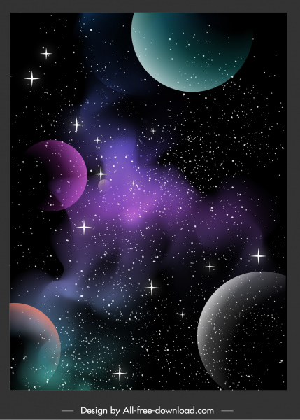 espacio fondo centelleantes estrellas planetas decoración