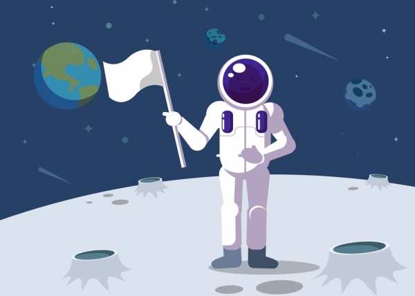 icônes de drapeau d’espace exploration contexte astronaute lune