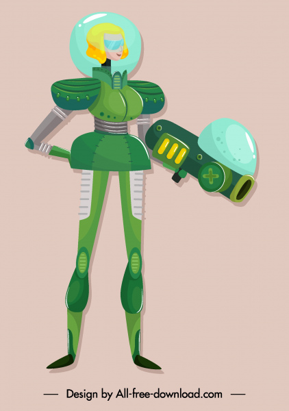 宇宙戦士アイコン女性スケッチ現代の鎧
