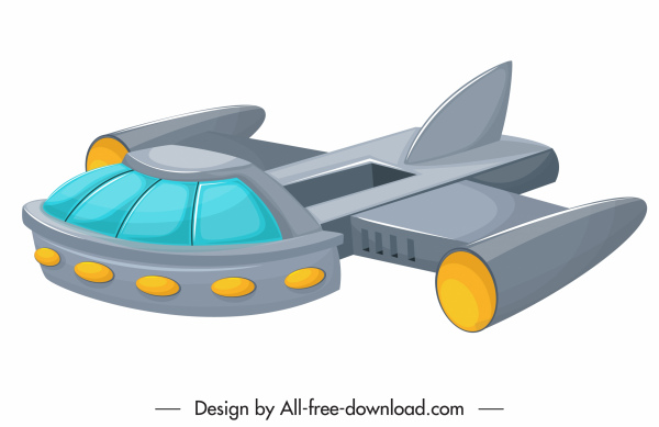 icono de nave espacial moderno boceto en color 3D