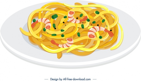 spagetti kahvaltı simgesi renkli 3d tasarım