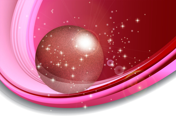 brillante sfondo rosa con sfera e ricurva in orbita