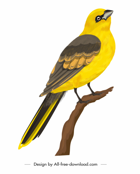 นกกระจอกไอคอนคอนท่าทางการออกแบบสีเหลืองคลาสสิก