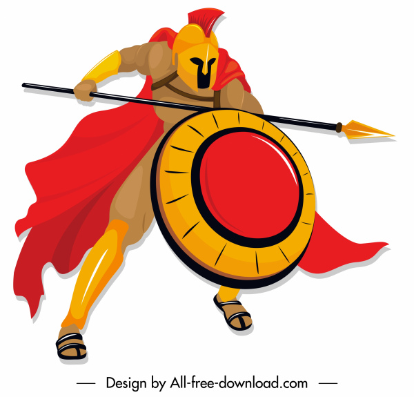 spartanische Ritter Symbol Angriff Geste Bewegung Design