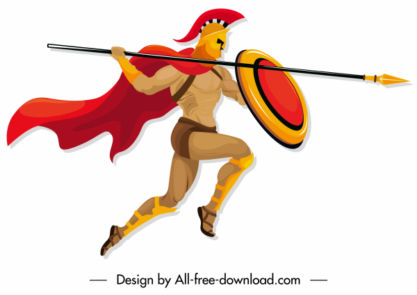 spartanische Ritter-Symbol Angriff Geste Bewegung Design