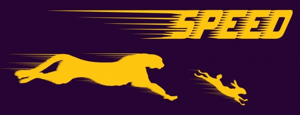 kecepatan latar belakang panther mengejar kelinci ikon kuning siluet