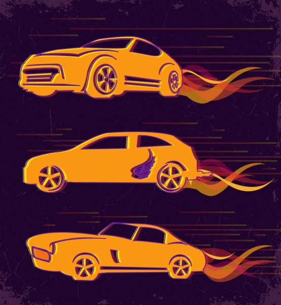 Skizzieren Sie Geschwindigkeit Hintergrund Racing Cars icons