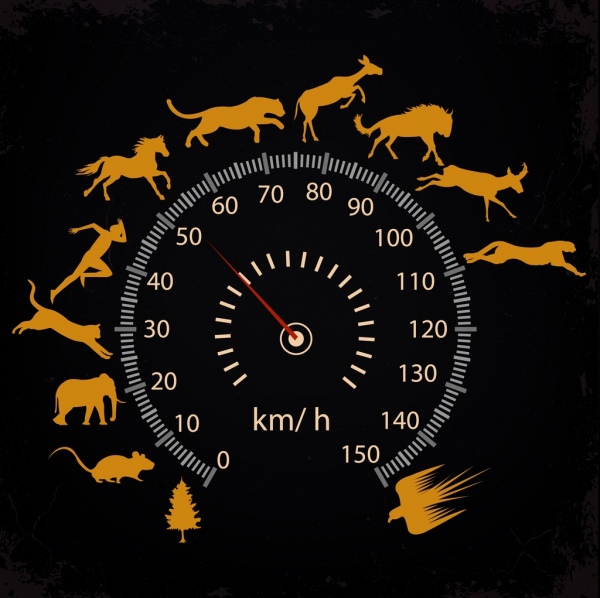Speed Background Speedometer Animal Silhouettes Decoration-vector  Background-free Vector Free Download