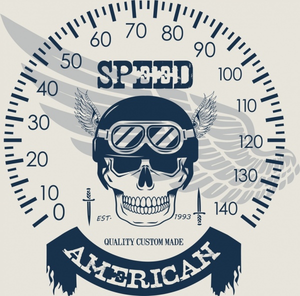 Velocidad velocímetro Skull Wing iconos decoracion fondo