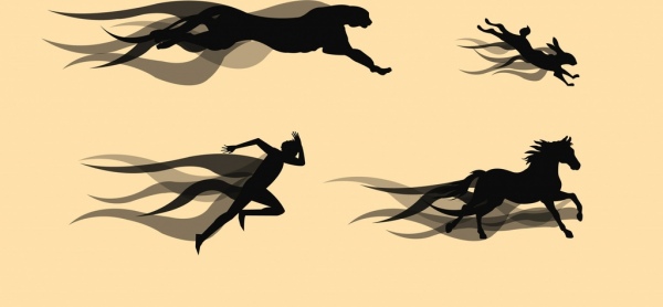 Geschwindigkeit Design Elemente menschlichen Panther Pferd Kaninchen Symbole