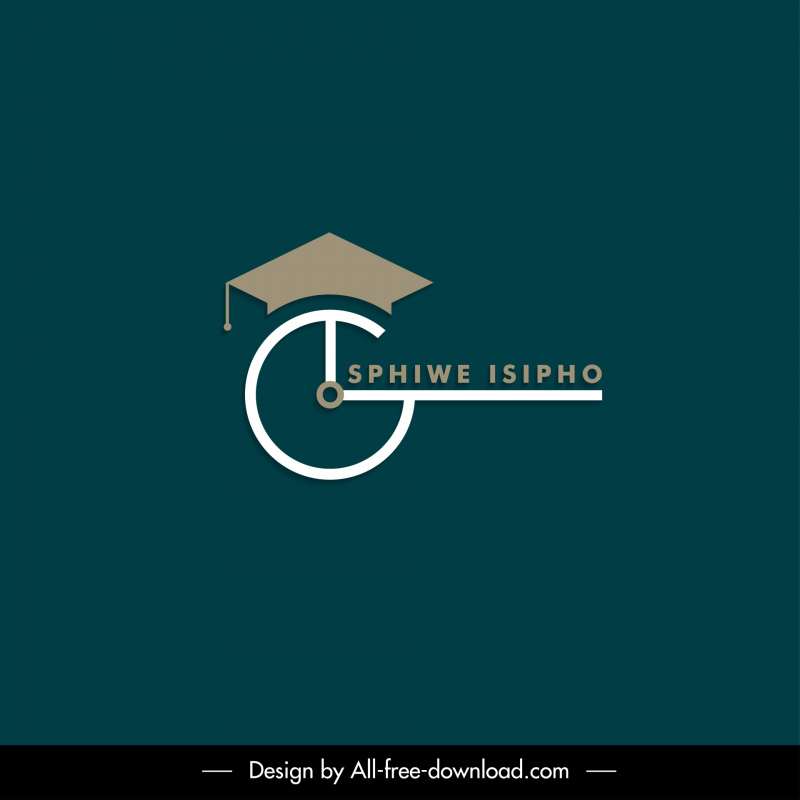 Sphiwe Isipho Logotype Moderne Élégant Plat Graduation Chapeau Horloge Contour