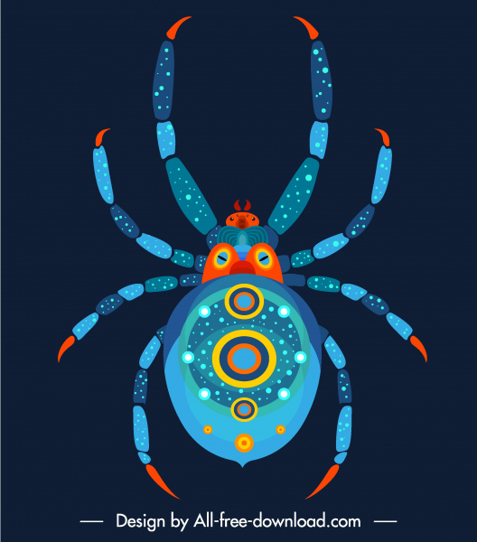 Spider icon dekorasi warna-warni modern simetris desain datar