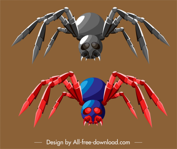 icône de robot d'araignée colorée 3d croquis