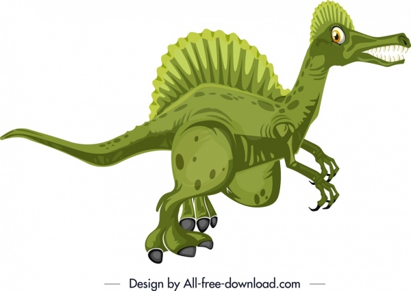 Spinosaurus khủng long biểu tượng màu xanh lá cây thiết kế nhân vật hoạt hình