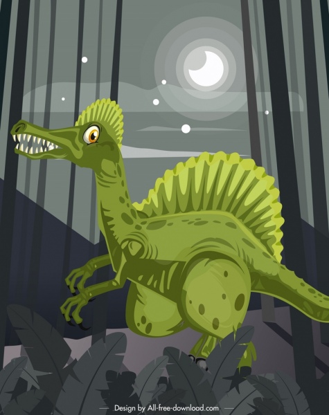 スピノサウルス恐竜絵画色漫画デザイン