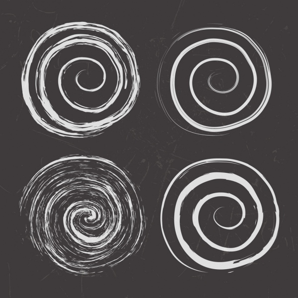 spiral lingkaran ikon datar hitam putih desain