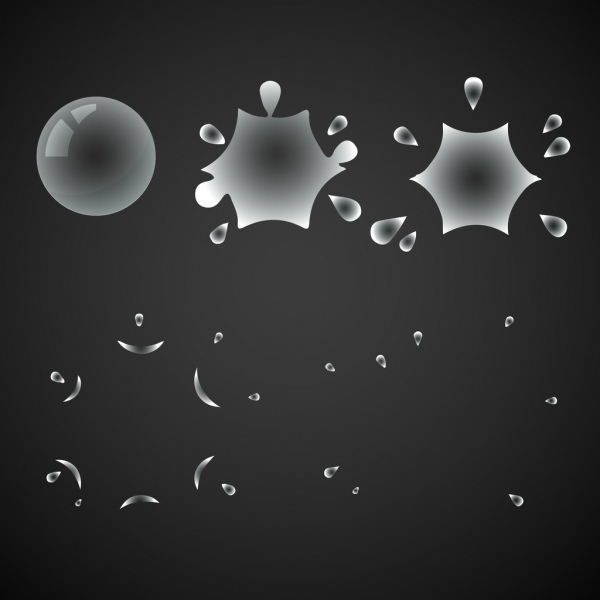 飛濺的水滴圖標的黑白設計
