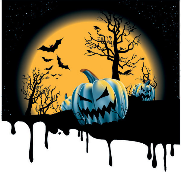 seram labu dengan latar belakang malam halloween