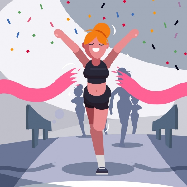projeto do fundo maratona atlética confetti ícone dos desenhos animados do esporte