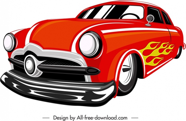 ikon mobil sport sketsa dekorasi merah modern 3d