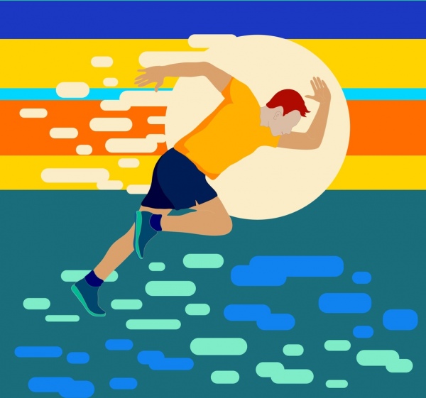 Desain berwarna-warni bokeh ikon atlet olahraga latar belakang