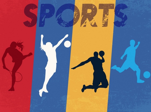 iconos de deportes fondo atleta silhouette diseño retro