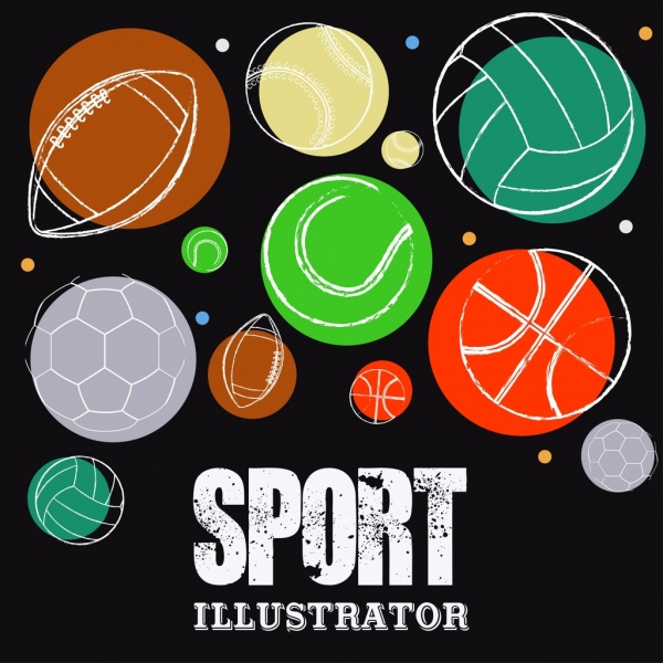 olahraga latar belakang bola ikon sketsa