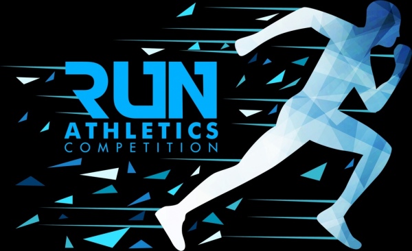 Deportes correr atleta fondo icono polígono silueta diseño