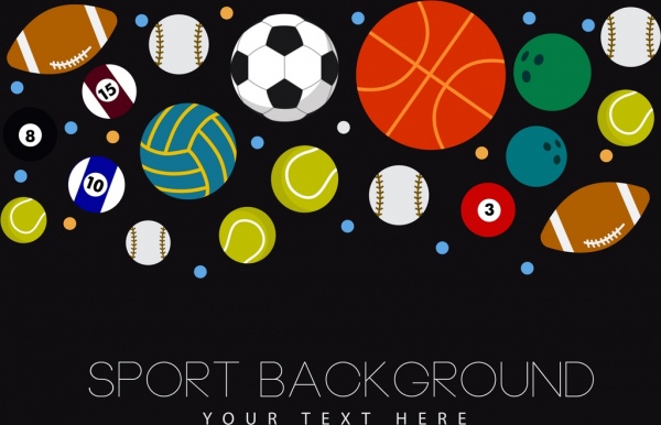 olahraga latar belakang berbagai bola ikon dekorasi