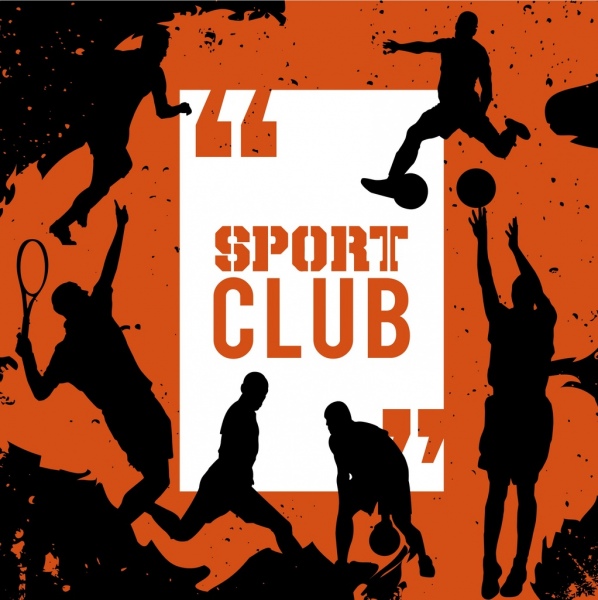 Icone di giocatori del banner di Sport silhouette disegno di grunge