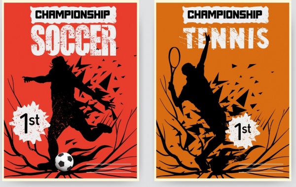 Спортивные баннеры футбол теннис тема силуэт взрывных дизайн