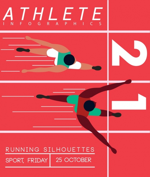 Sport Poster Athlet Symbole Start-und Landebahn Hintergrund