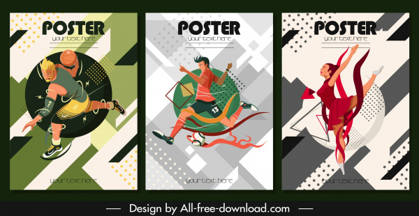 Sport Poster dynamisches Design Comic-Figuren zeichnen